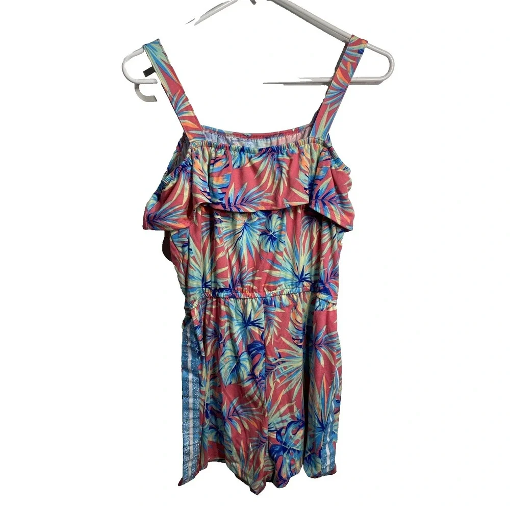 wonder nation girls romper size XL extra large 14 16 shorts tank top‎ tropical
